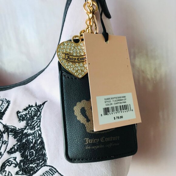 Juicy Couture Classic Scottie Dogs Hobo Bag Chiffon Pink NWT - Picture 9 of 11